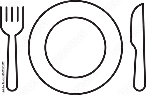 Work Life Balance Concept Icon with Plate Fork and Knife, Simple Outline Editable Stroke Vector Illustration