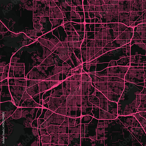 Fort Worth City Map this precise monochrome svg highlights urban structure through refined clean lines echoing the subtle neon pink hues showcasing the s blueprint like grid, emphasizing refined.