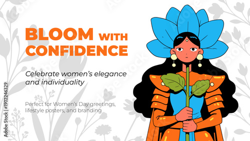 Vector illustration of young cool girl. Women's day on March 8