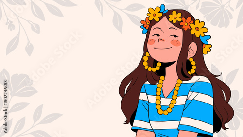 Vector illustration of young cool girl. Women's day on March 8