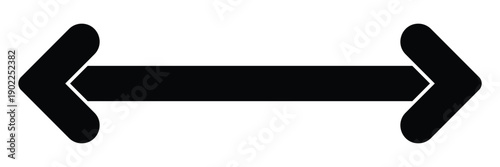 Black horizontal double arrow. Dual sided long arrow isolated on white background. Double side arrow symbol. Vector illustrator.