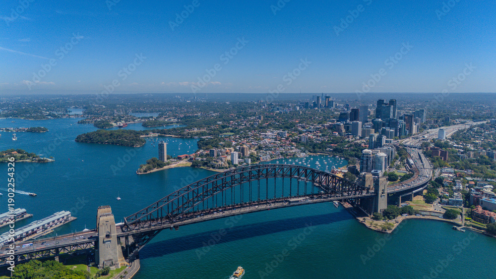 Fototapeta premium 5 February 2026 Aerial View of Sydney Harbour Circular Quay on a nice Summer day beautiful Sky in Sydney NSW Australia