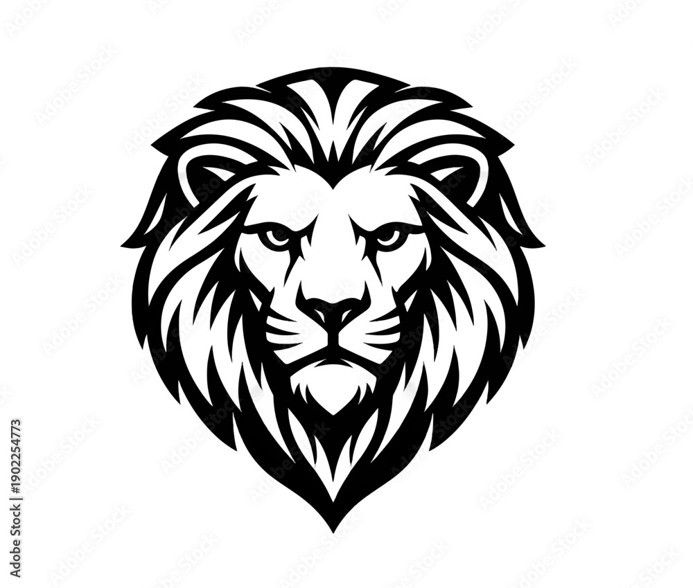 Fototapeta premium Bold Lion Head Black and White Vector Logo