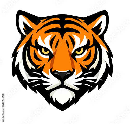 Powerful Tiger Face Color Vector Mascot Logo