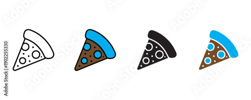 Pizza slice icon vector. Italian fast food pepperoni and cheesy restaurant snack symbol. Vector illustration.