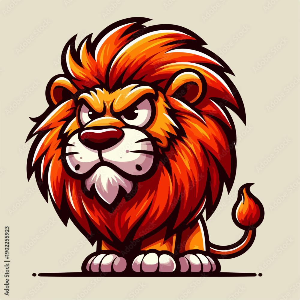 Obraz premium Angry lion head cartoon vector illustration