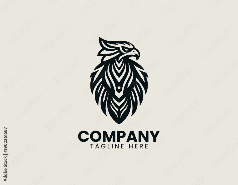 Obraz premium Eagle Chief black vector logo illustration.