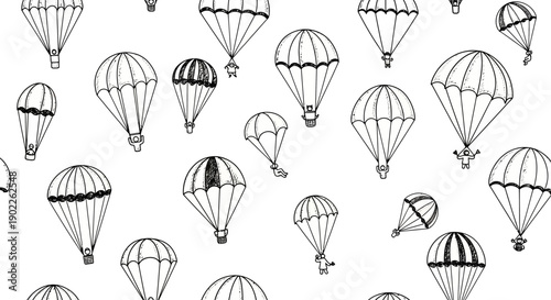 Hot Air Balloons in Flight, Sky, Graphic Design, Aerial View, Dreamlike Journey