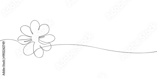 Simple one-line drawing of a daisy flower, showcasing minimalist and modern art style with continuous stroke design on a white background.