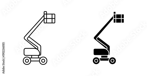 Cherry Picker Aerial Work Platform Line Icon