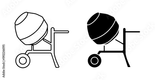 Concrete Mixer Construction Equipment Line Icon