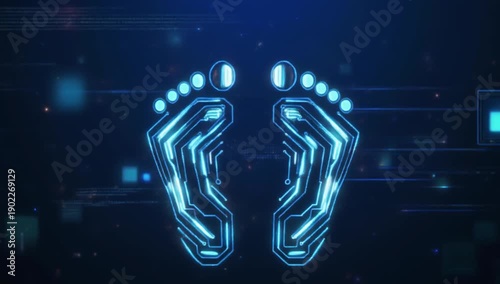 Wallpaper Mural Futuristic Blue Circuit Board Footprints Symbolizing Digital Identity and Online Presence footstep Torontodigital.ca