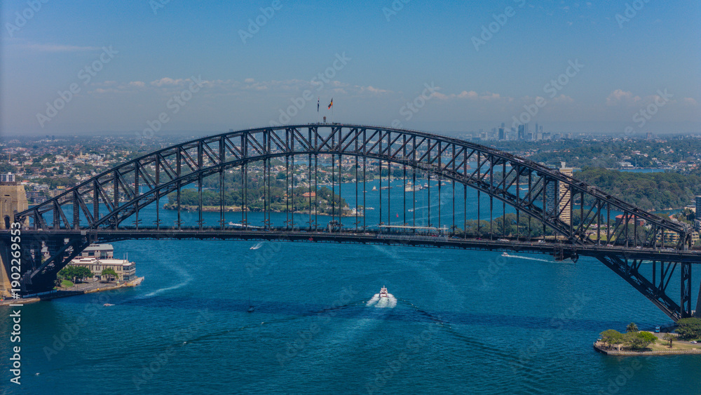 Obraz premium 5 February 2026 Aerial View of Sydney Harbour Circular Quay on a nice Summer day beautiful Sky in Sydney NSW Australia