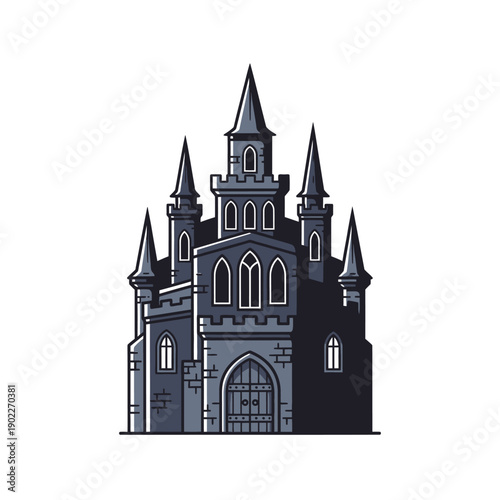 Gothic Castle Illustration - Dark Fantasy Architectural Design