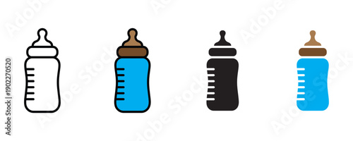 Baby feeding bottle icon vector. Infant milk formula and newborn nutrition nursing symbol. Vector illustration.