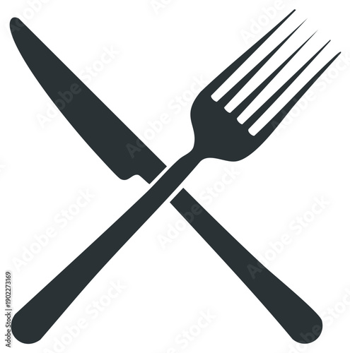 Crossed Silverware Icon Represents Dining Meal Service Restaurant Kitchen Utensils