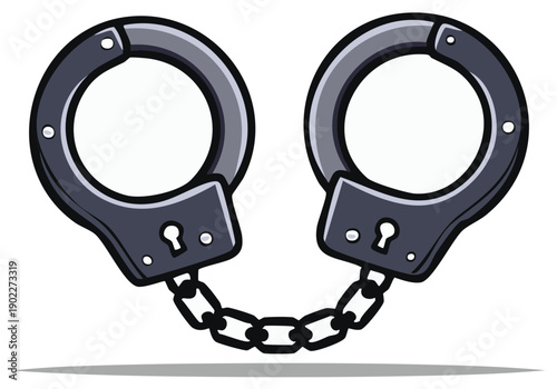 Symbolic Illustration of Metal Handcuffs Linked by Chain, Representing Arrest and Restriction