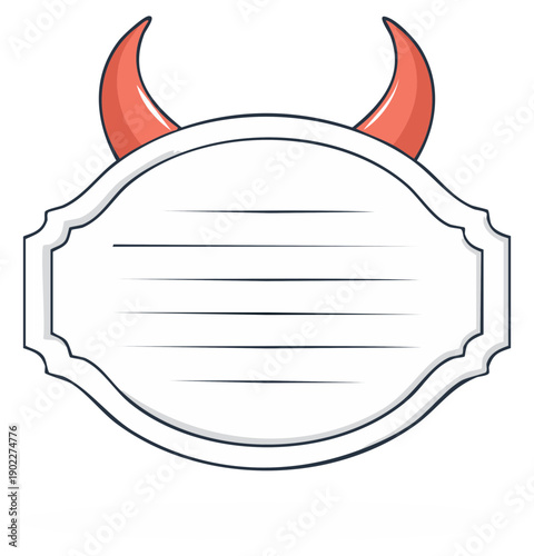 Whimsical Devil Horns Frame with Lined Space for Text