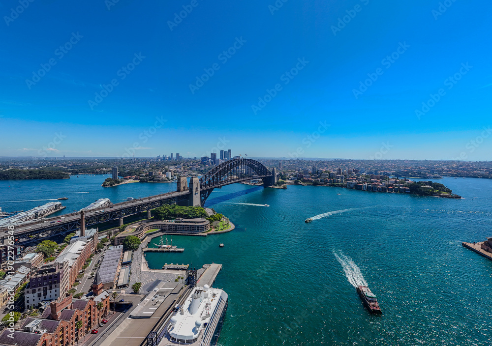Obraz premium 5 February 2026 Aerial View of Sydney Harbour Circular Quay on a nice Summer day beautiful Sky in Sydney NSW Australia