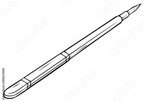 Artistic brush for painting and drawing with fine tip and slender handle