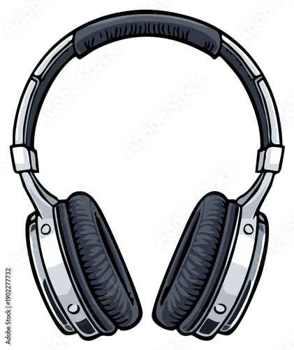 Vector headphones illustration with detailed shading and realistic appearance