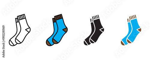 Cotton socks icon vector. Pair of warm winter hosiery and casual footwear apparel symbol. Vector illustration.