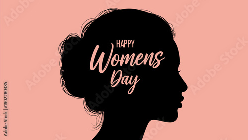 Woman's head set silhouette, women's day design concept