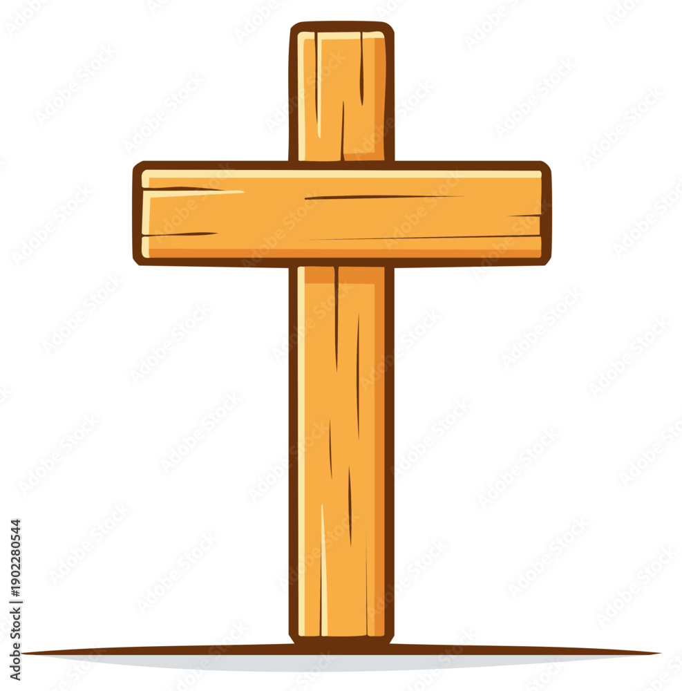 Fototapeta premium Wooden Cross Illustration: Simple Religious Symbol, Christian Faith Expression