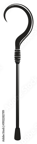 Shepherd's Crook Illustration: Classic Crook, Farm Implement, Traditional Symbol