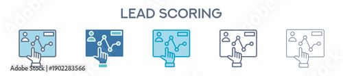 Lead Scoring Icon Set - Sales Lead Evaluation And Crm Line Vector Illustration 