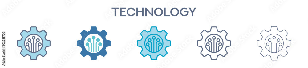 Obraz premium Technology Icon Set - Digital System And Innovation Line Vector Illustration 