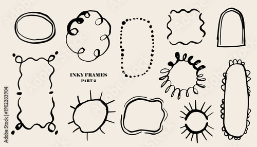 Quirky funny doodle frame set