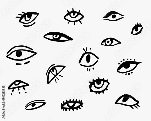 Set with various ink mystic evil eyes