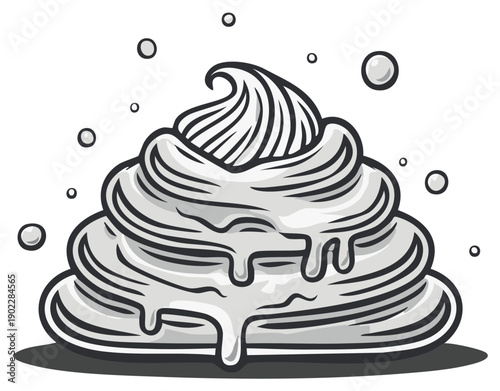 Stylized Heap of Creamy Dessert with Swirls and Drips Simple Vector Art