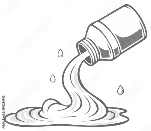 White Liquid Poured From Container Creating Splashy Spill Pattern Isolated