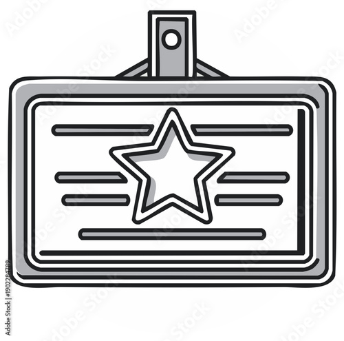 Star Employee Recognition Badge Award Identification Card with Attachment