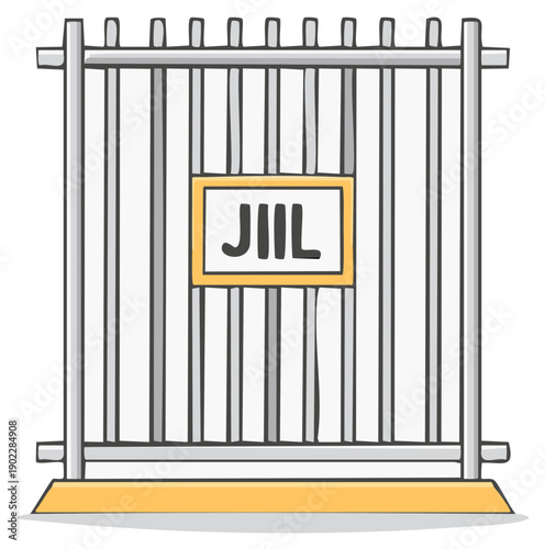 Cartoon jail bars with a handwritten sign reading 'Jail' on a white background