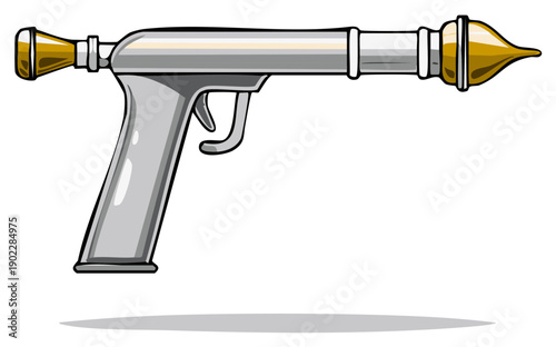 Cartoon ray gun illustration. Retro futuristic weapon design.