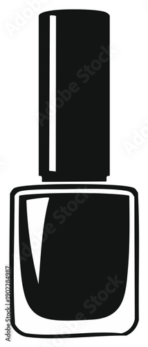 Simple Black Nail Polish Bottle Icon Isolated on White Background