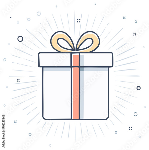 White Gift Box with Red Ribbon and Yellow Bow Sparkle and Shine Celebration