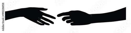 Hands giving and receiving a concept of sharing. Black silhouette of Woman's hands vector illustration.