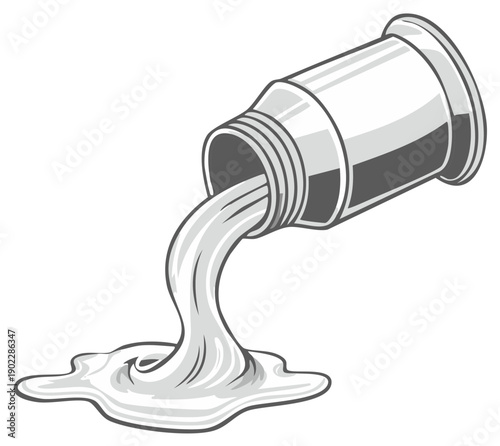 Liquid pouring out of an open container, illustrating spills and waste
