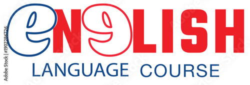 English language school logo course concept. English speak fluent course design. English language school logo design concept of English language school lesson/course logo  Vector illustration