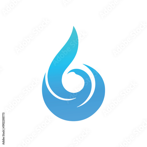 Dynamic fluid swirl in blue gradient illustration with modern curve design