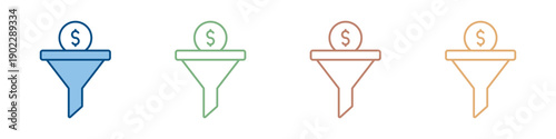 Sales Funnel Icon Set Multiple Style Collection 