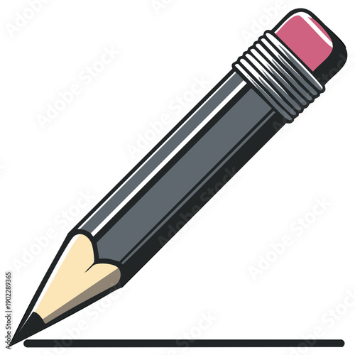 Sharpened Pencil Drawing a Straight Line with Eraser