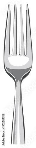 Shiny silver fork isolated against a simple white background, silverware detail.