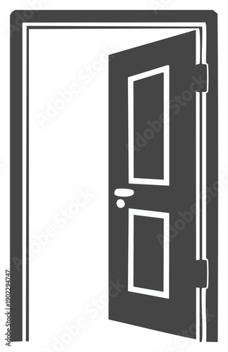 Open door with traditional paneling and doorknob inviting entry into new possibilities