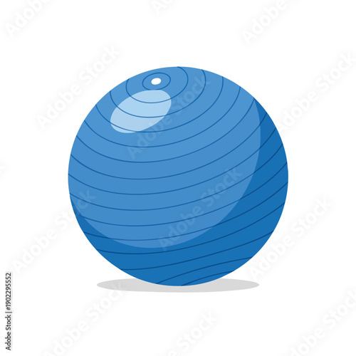 Blue Exercise Ball on White Background