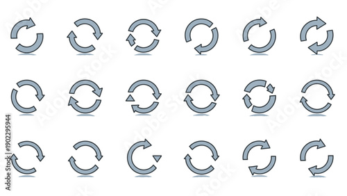 Circular arrows in a grid pattern illustrating concepts of process and cycle